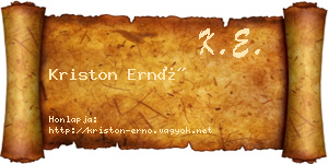 Kriston Ernő névjegykártya